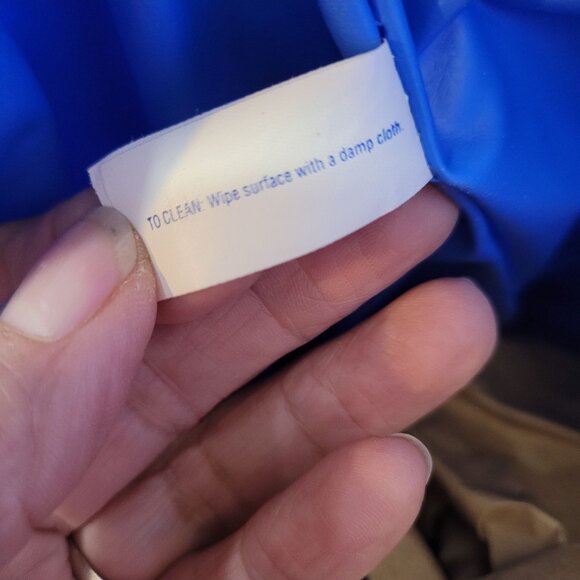 Blue & Brown Canvas & Faux Leather Avon Tote Bag With Anchor Logo 21" W X 15.5" - Picture 8 of 11